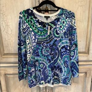 Talbots Paisley Pattern Women's Button Up Sweater
